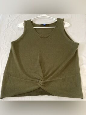 Olive Twist-Front sweater Knit Tank Top